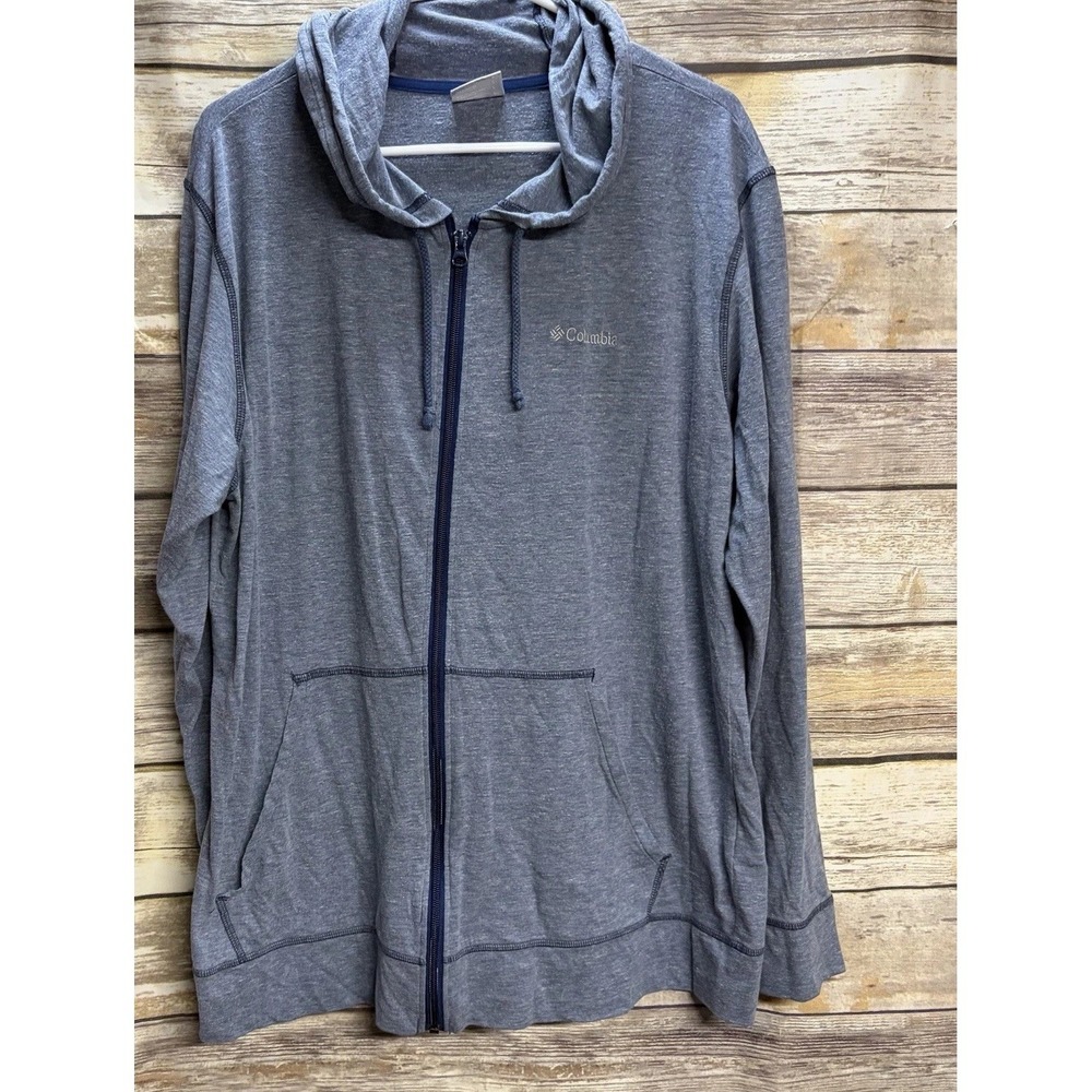 Columbia‎ Men's Large Blue Zip Up Hoodie Jacket Sweatshirt Pockets Long Sleeve